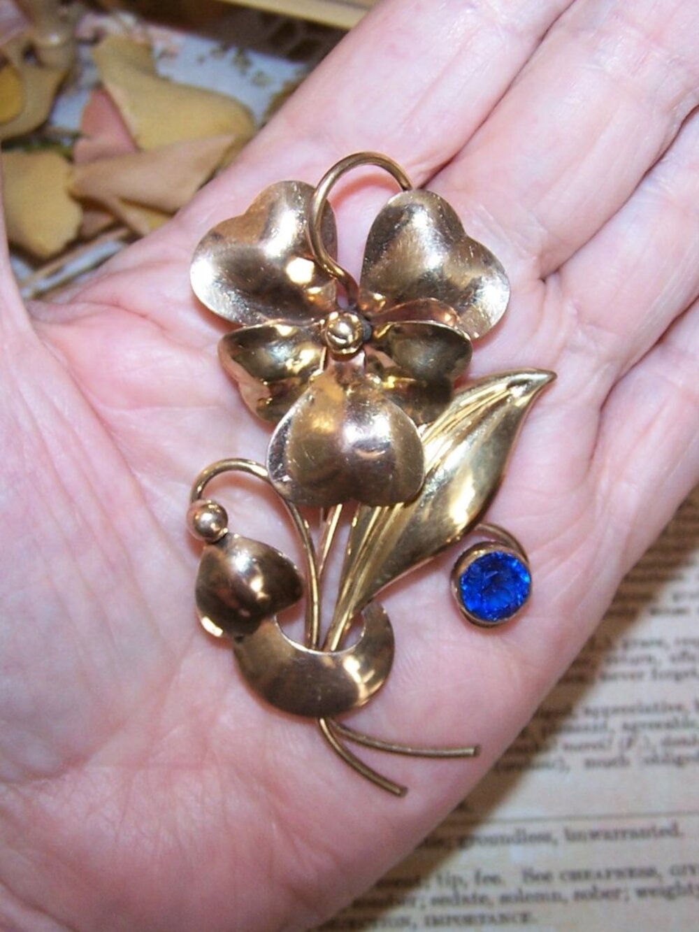 CARL ART GF on Sterling Silver Rhinestone Pin Brooch - Pansy